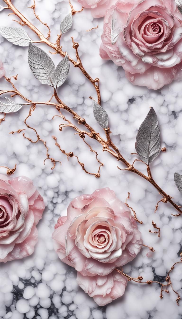 Marbled Rose Quartz Flowers with Bokeh