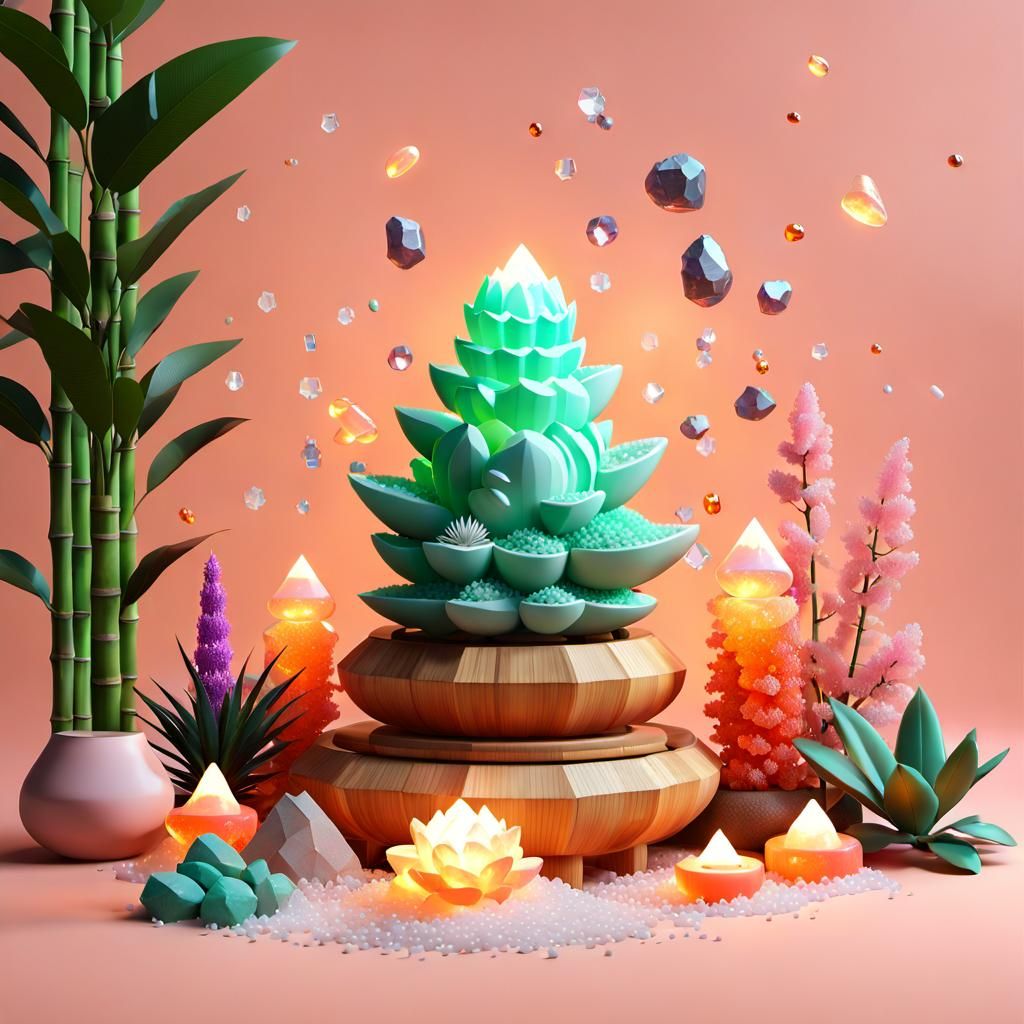 Zen Botanical Yoga Scene in 8-bit Style