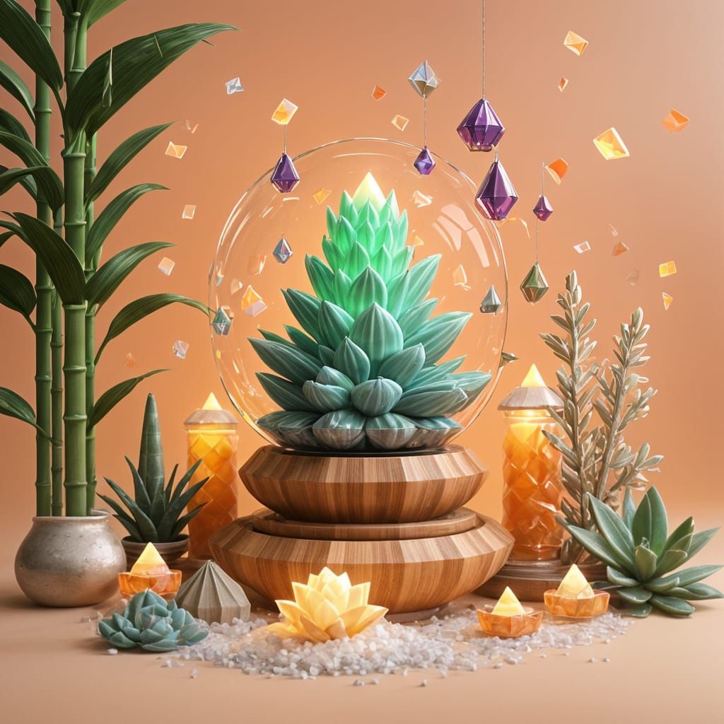 8-bit Yoga Meditation Scene with Crystals