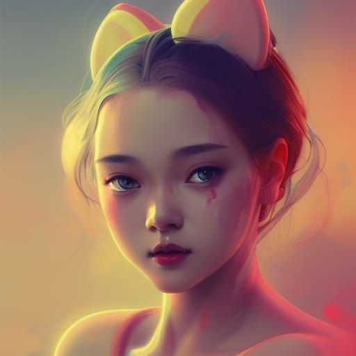 Hello Kitty Portrait in Hyperdetailed Digital Art