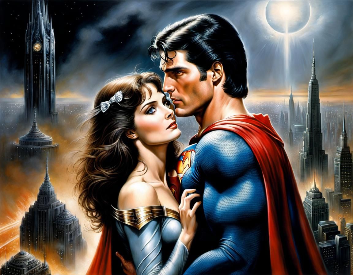 Superman and Lois Lane Embrace in Metropolis