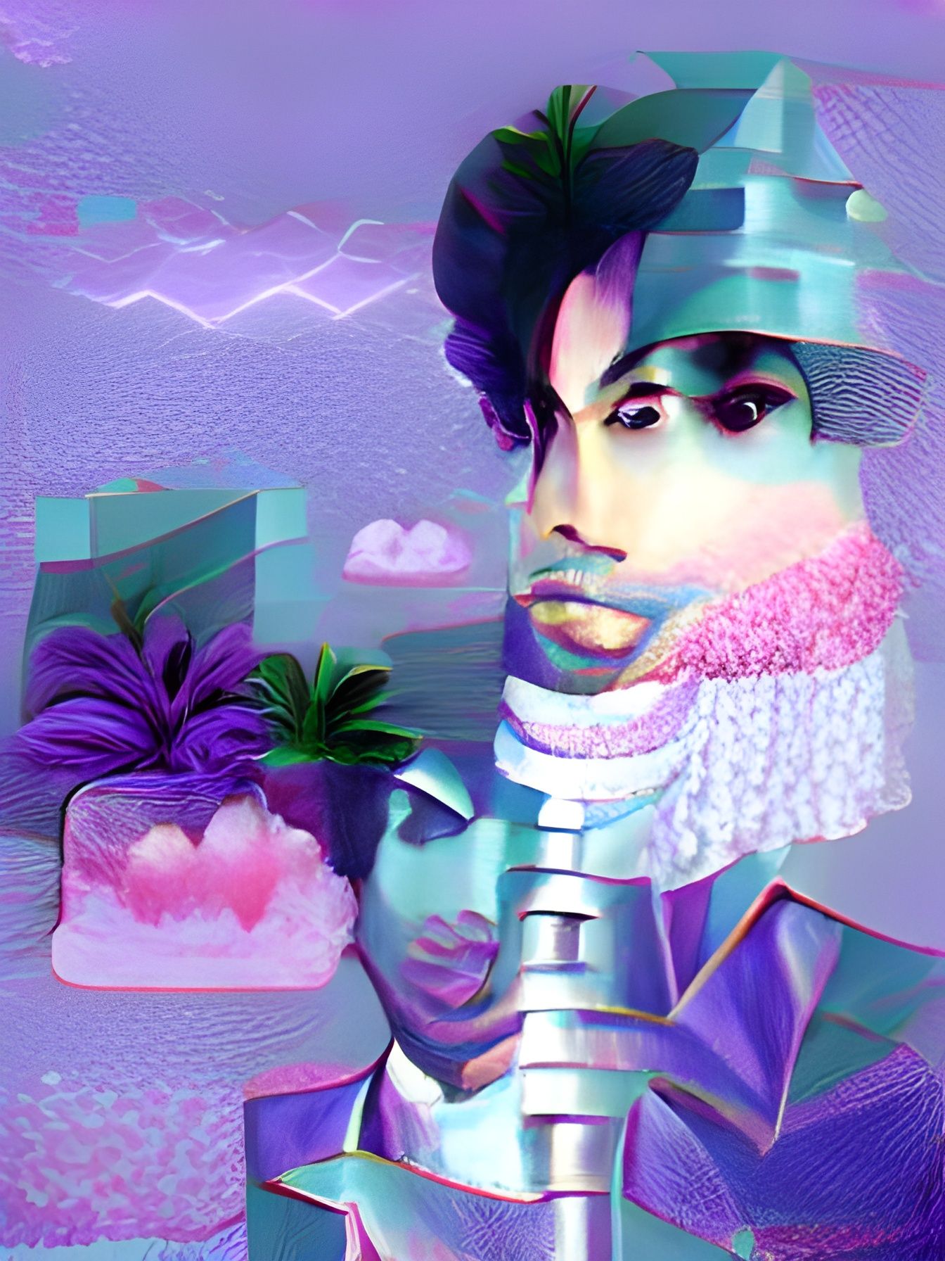 Prince in Vaporwave Style Digital Art