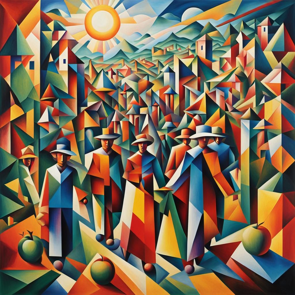 Abstract Cubist Depiction of Divine Providence