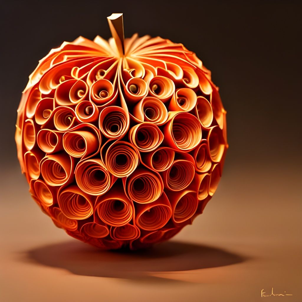 Intricate Origami Apple in Quilling Style