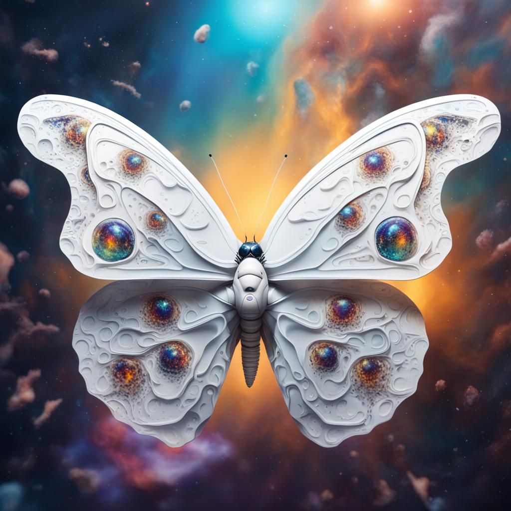 Psychedelic Alien Butterfly in a Colorful Universe