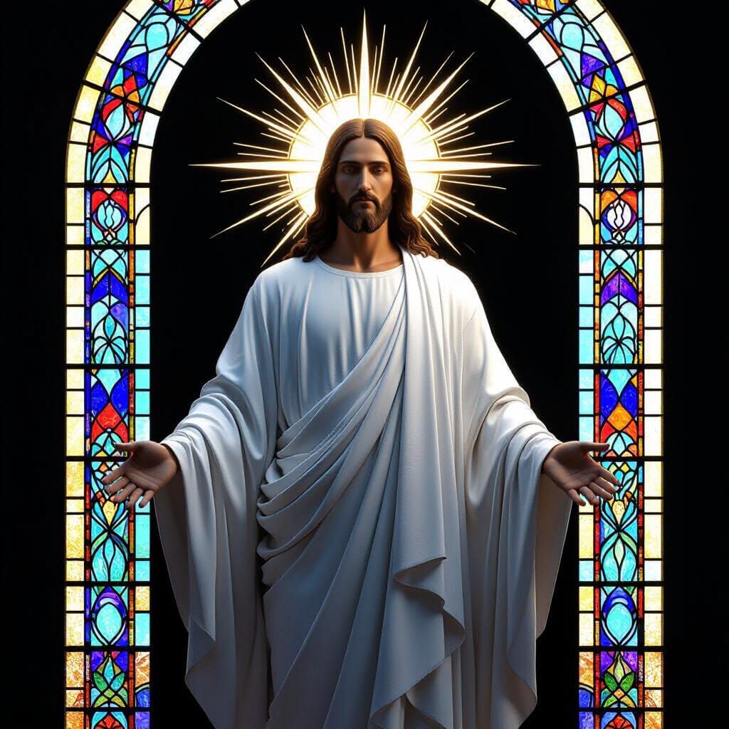 Jesus Christ Radiating Light in Minimalist Style