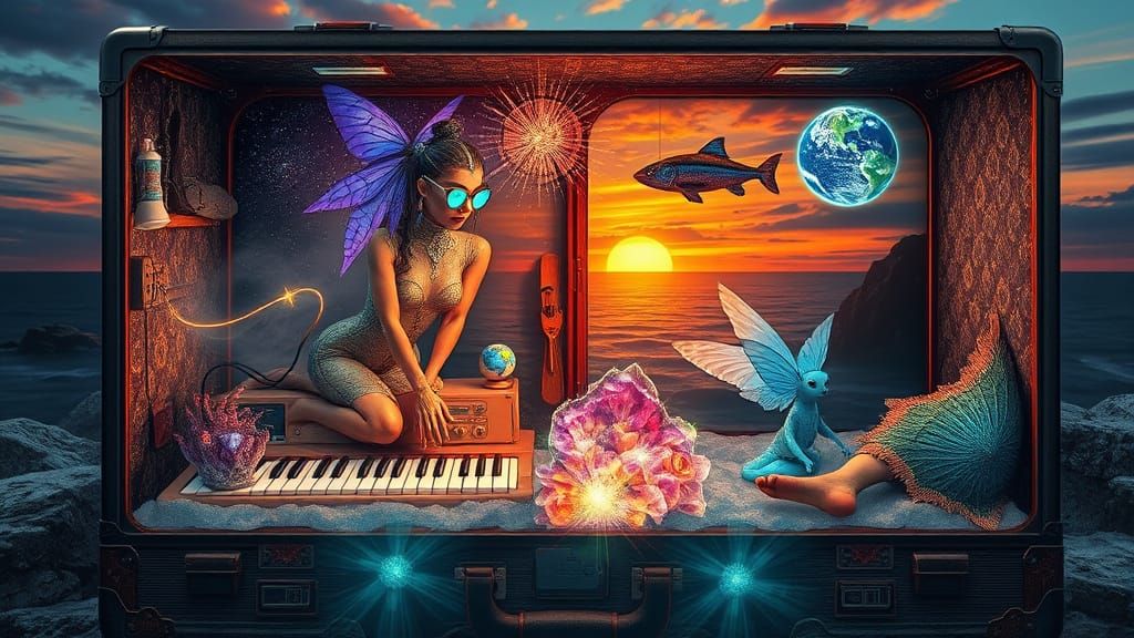 Ethereal Figures in Cosmic Seascape