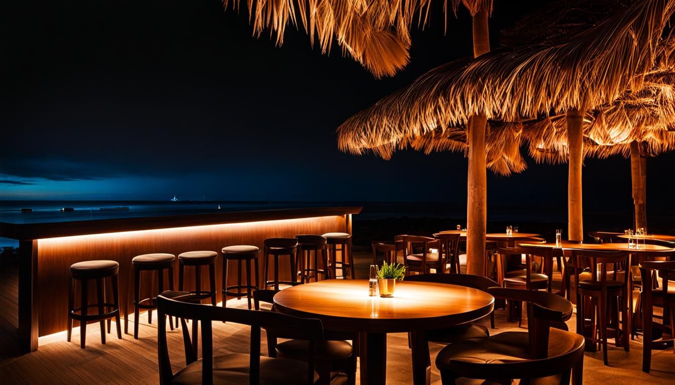 Night Beach Bar with Low Lighting
