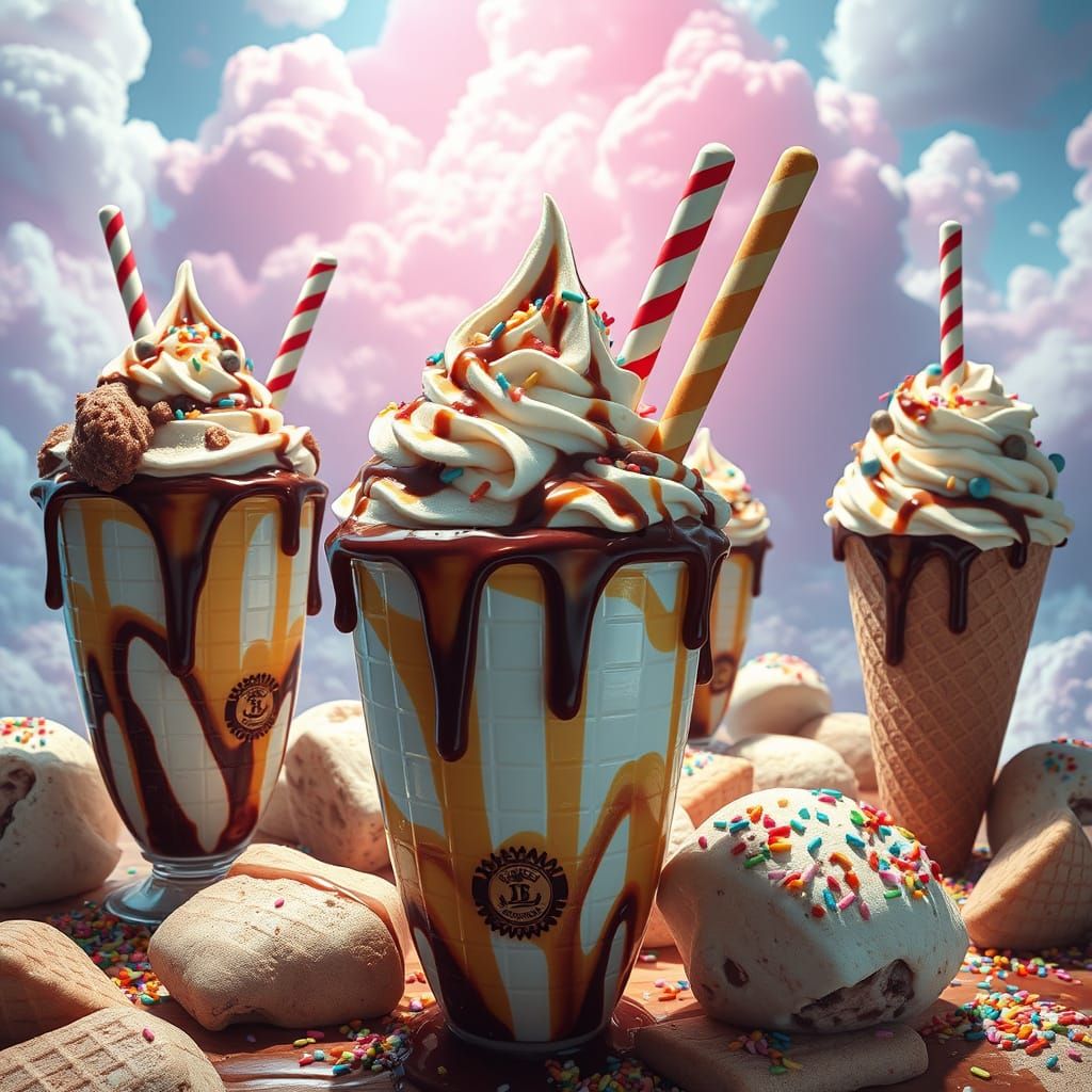 Hyperrealistic Dreamland of Ice Cream Desserts