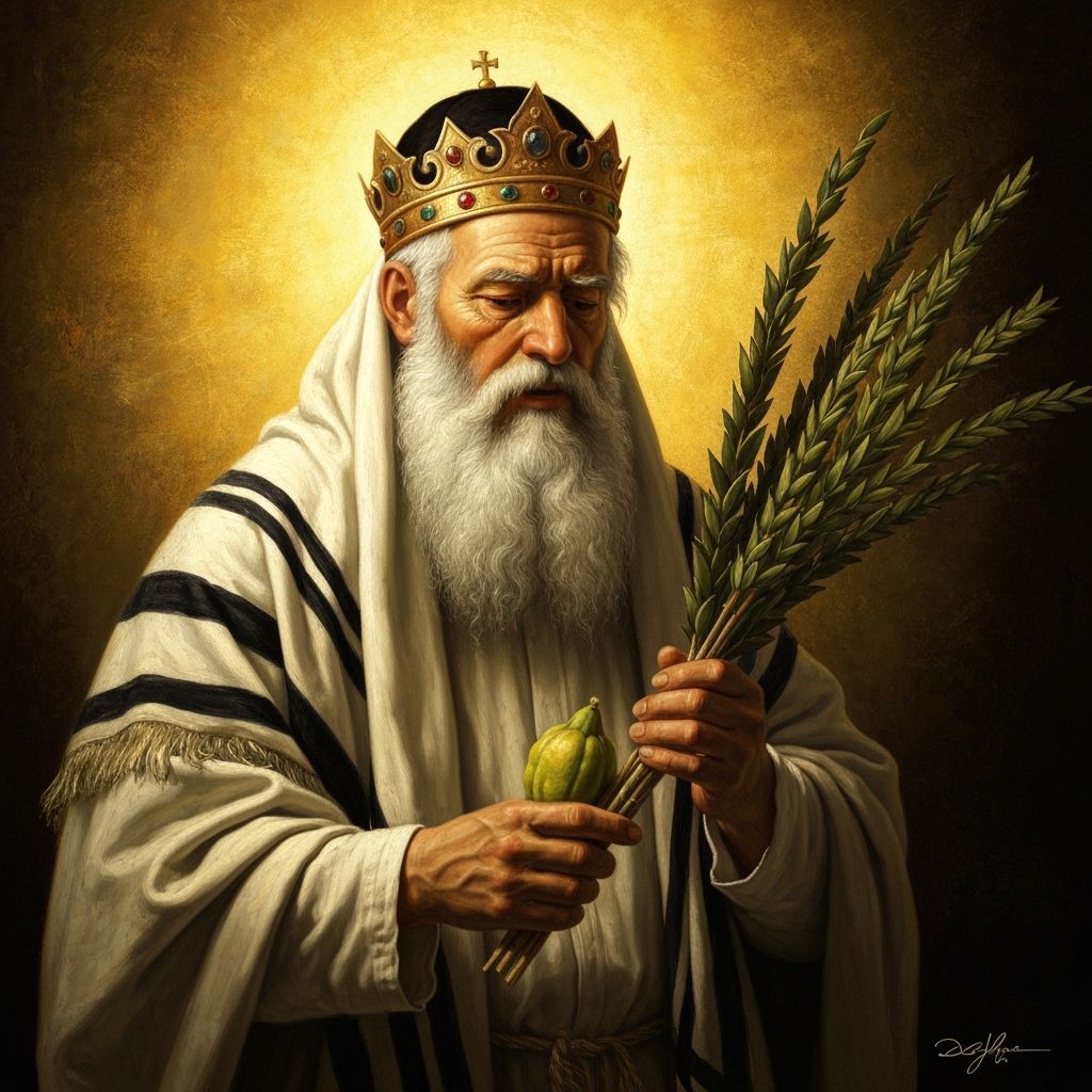 Righteous Jewish Man with Crown and Four Species