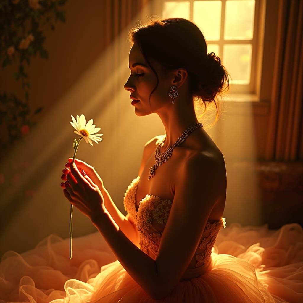 Glamorous Woman with Diamond Jewelry in Old Hollywood Style