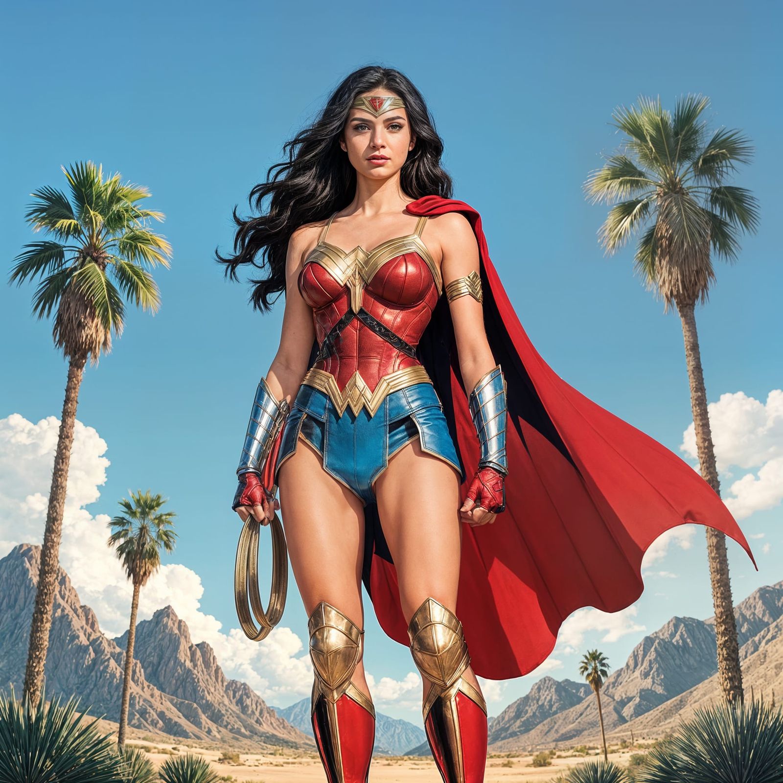 Wonderful Desert Wonder Woman in Epic California Landscape