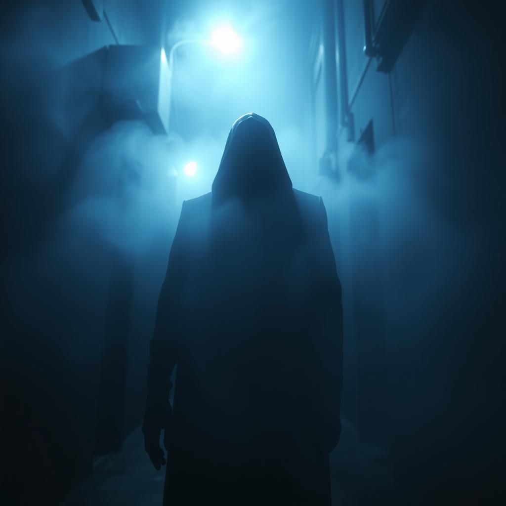 Mysterious Shadow Figure in Dark Alleyway