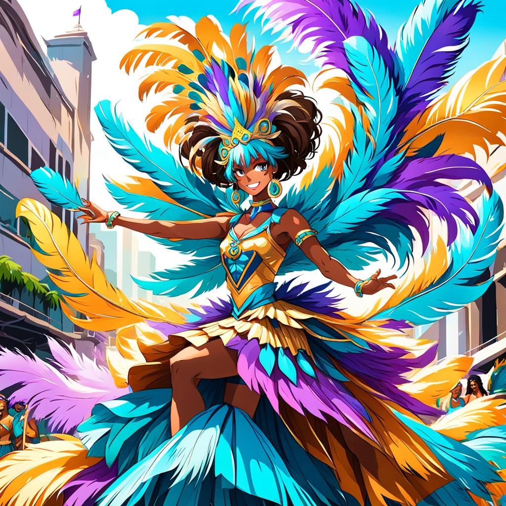 Anime Girl Dancing in Rio Carnival