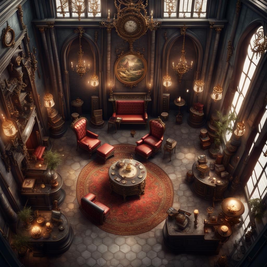 Salon in Royal Industrial Castle, Top View