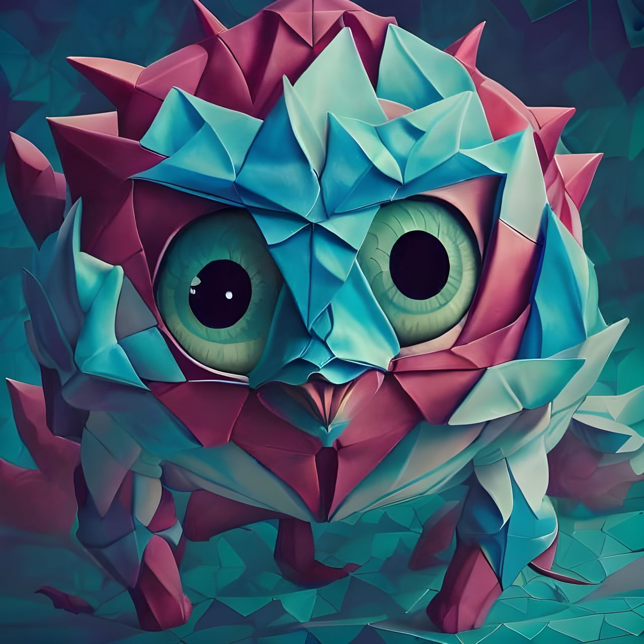Cute Origami Monster Photoillustration