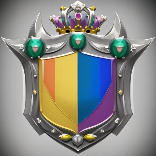 Rainbow Royal Shield: A Colorful Heraldic Display