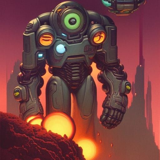 Doom Donuts Overwatch Portrait in Vintage Sci-Fi Style