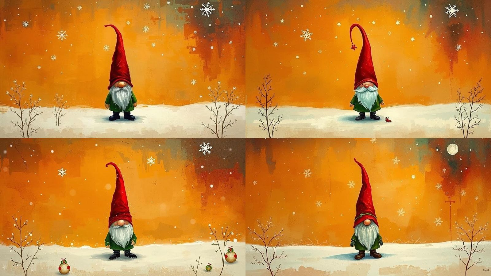 Christmas Gnome in Starry Snow Landscape