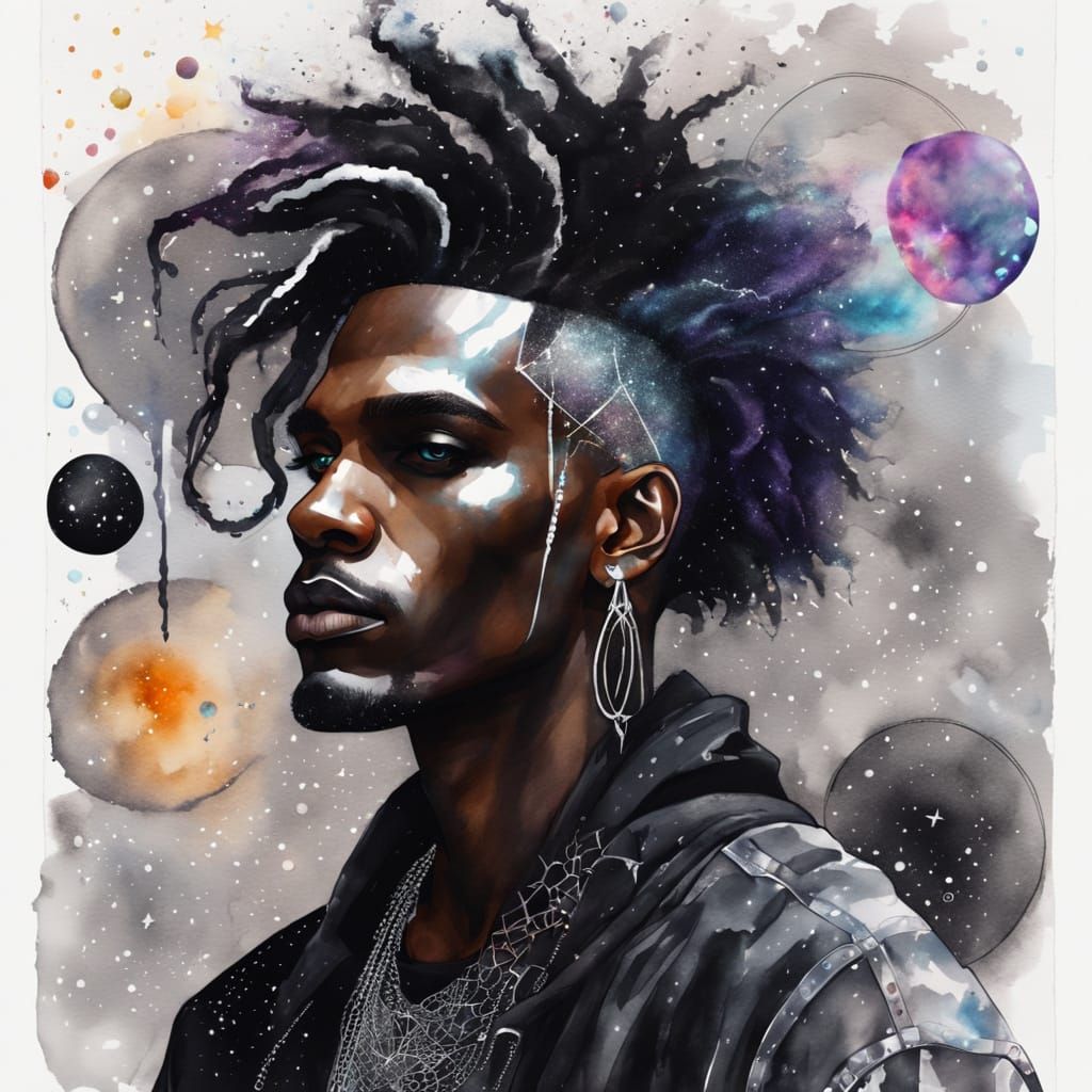 Gothic Metalhead Revealed in Geometric Watercolor