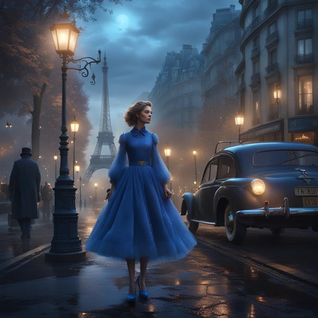Stargirl in Paris Fog: Detailed Digital Painting