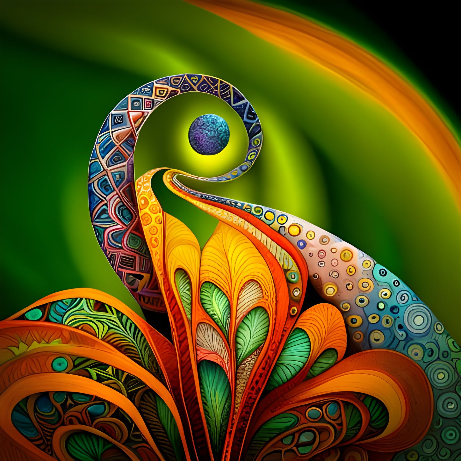 Zentangle Fractal Circuit Pattern for Sustainability