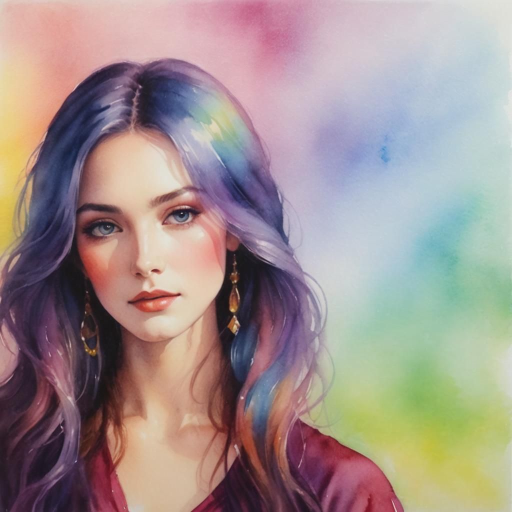 Ethereal Rainbow Portrait in Oils