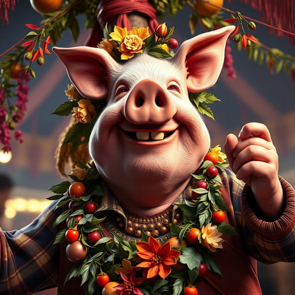 Cheerful Mature Gentleman Celebrates with Vibrant Maypole Da...