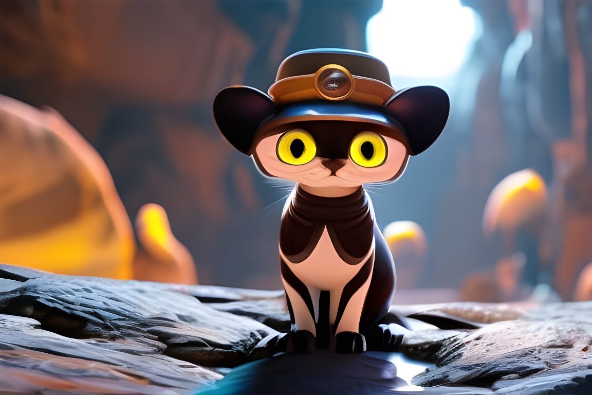 Cat in Cave: 3D Digital Art Masterpiece