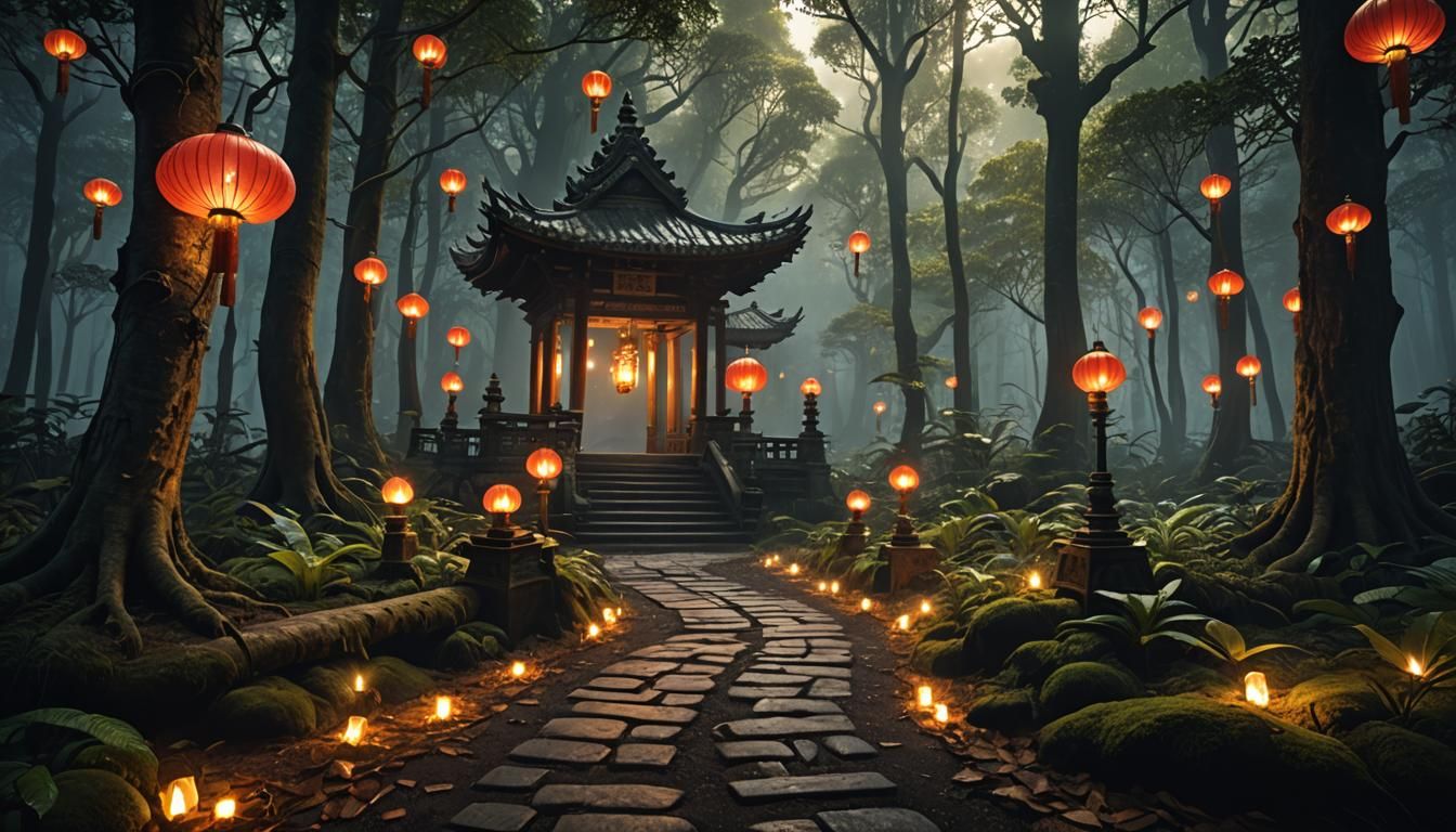 Mystic Lanterns Light Path to Forest Temple