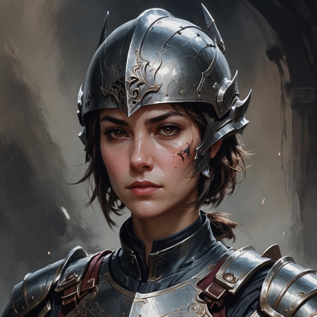 Evil Warrior-Cleric Portrait in Oil Paint Style