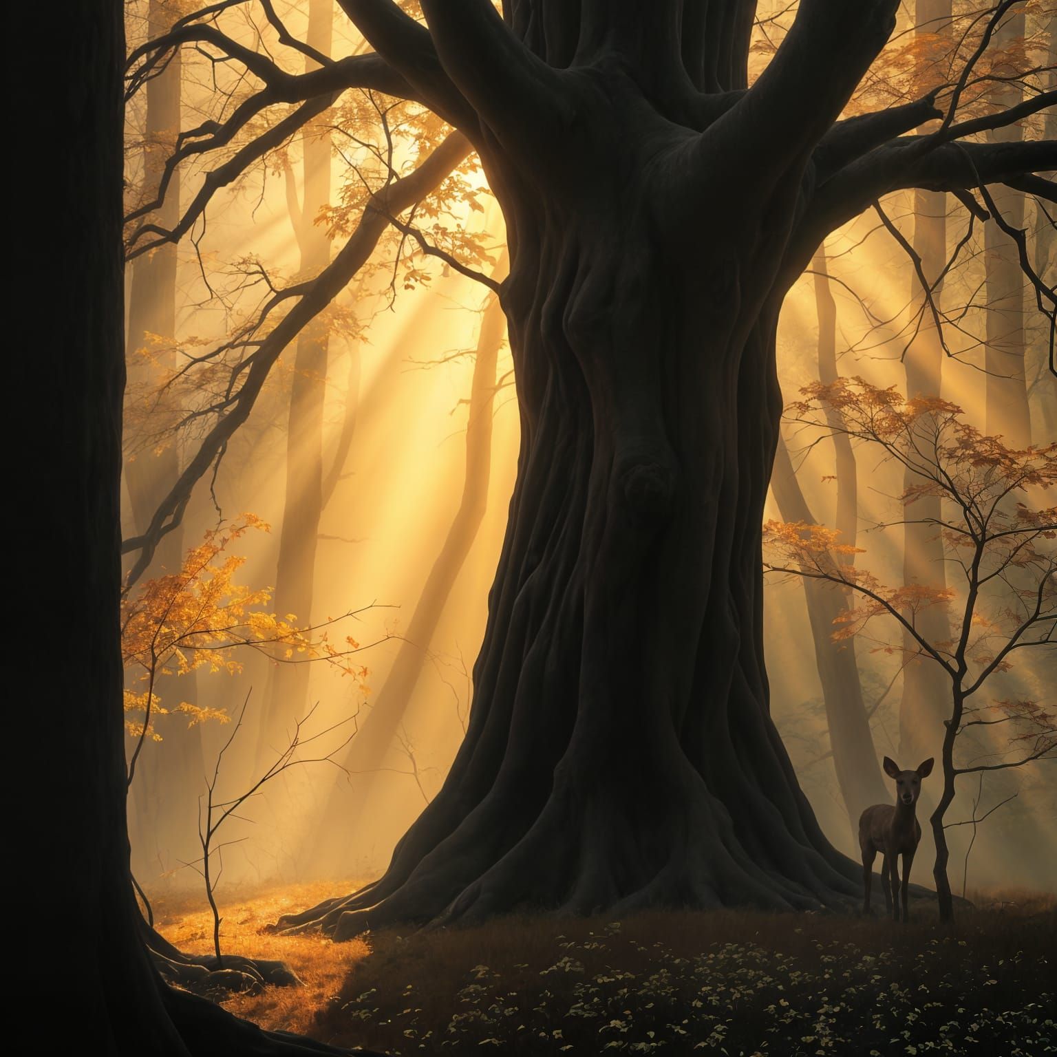 Foggy Forest with Doe