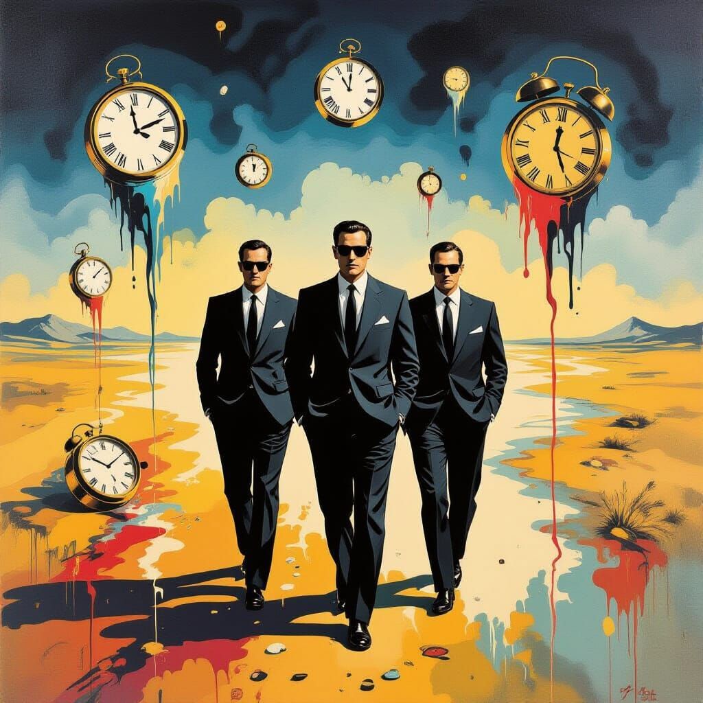 Surreal Men in Suits in Dali Style