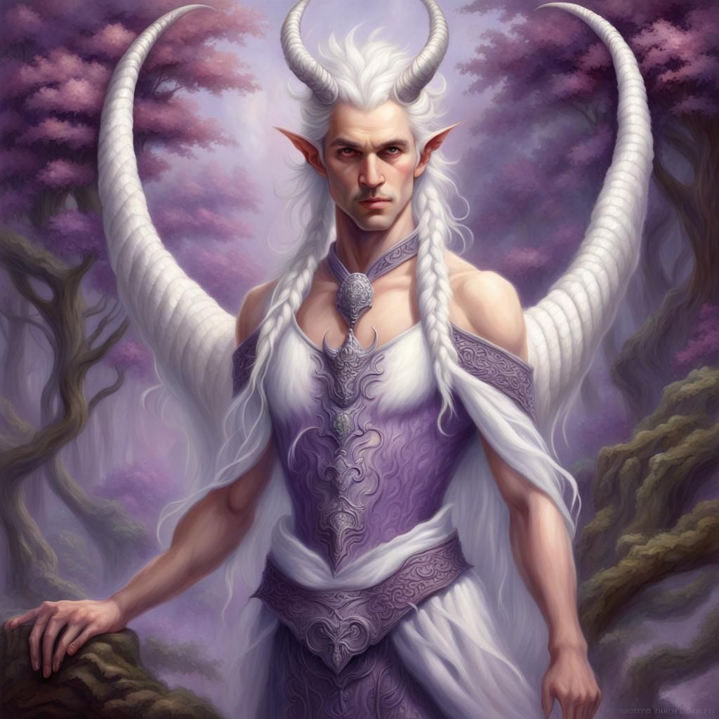 Demon Youth with Braids in Ethereal Fantasy Style