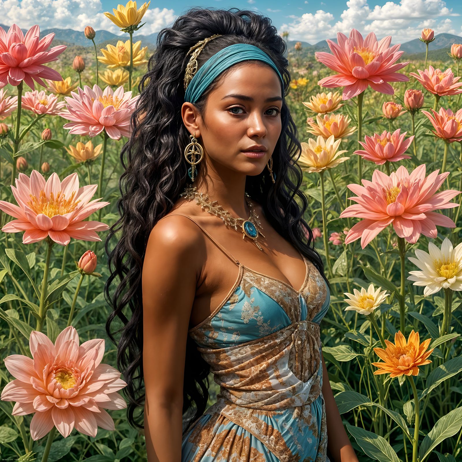 Surreal Ethereal Woman with Starry Sky Hair