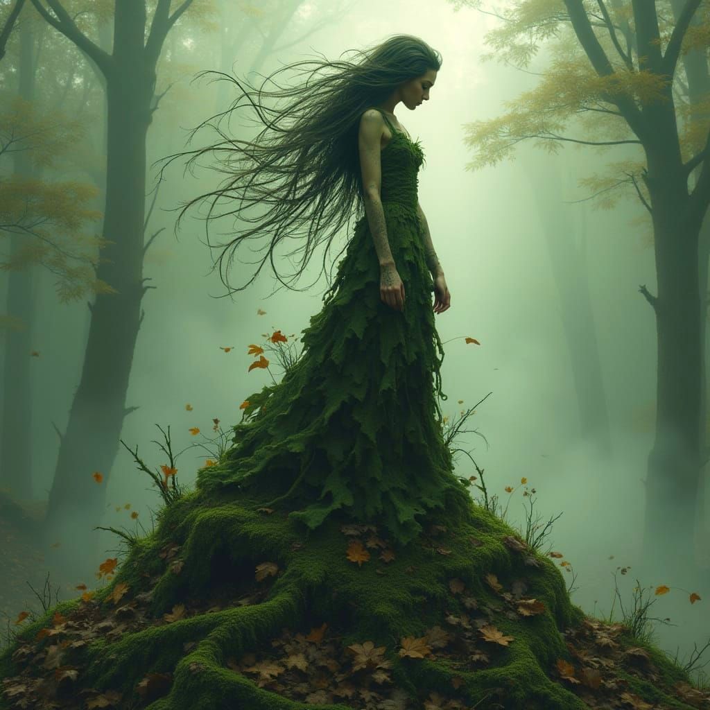 Mystical Wood Nymph in Earthy Attire