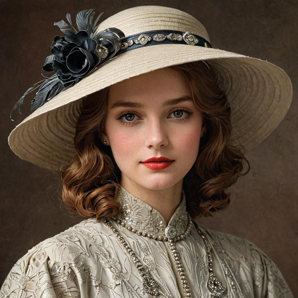 Elegant Woman in Art Deco Style Hat