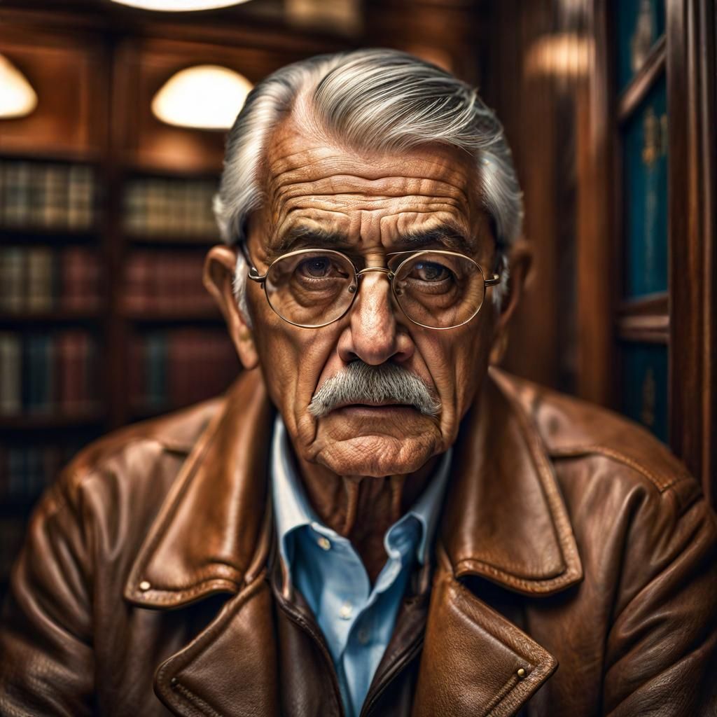 Hyperrealistic Portrait of an Old Man in Thought