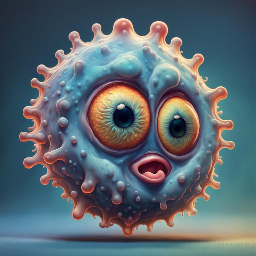 Cute Furry Amoeba in Hyperrealistic Splash Art