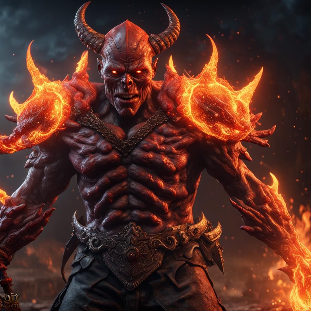 Mike Myers as Fiery Demon in 3D Game Style