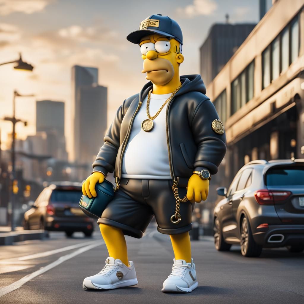 3D Photorealistic Homer Simpson Bobblehead in Streetwear