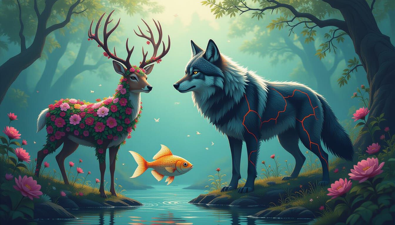 Surreal Animals Composed of Natural Elements