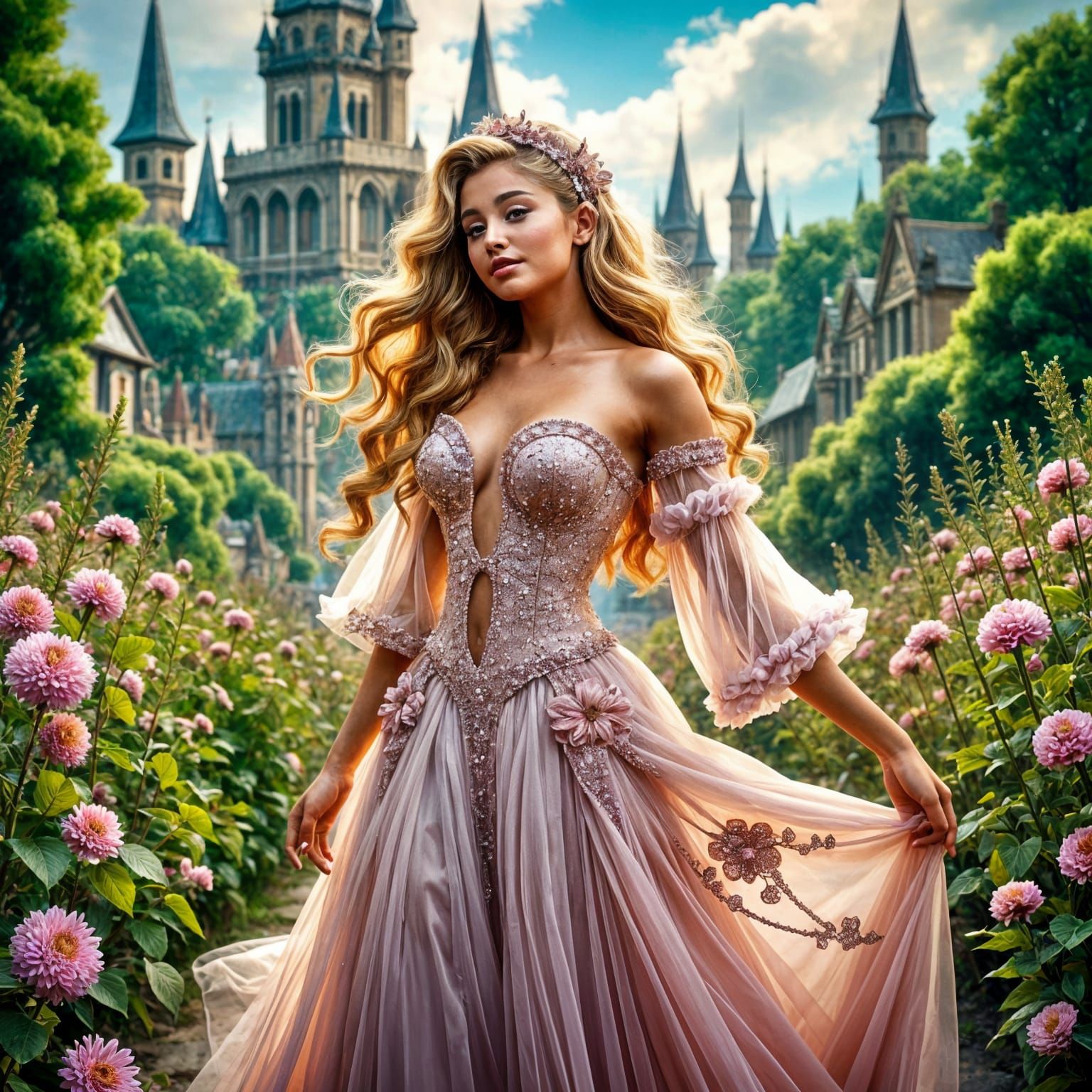 Ariana Grande as Glinda from Wicked in Whimsical Emerald Cit...