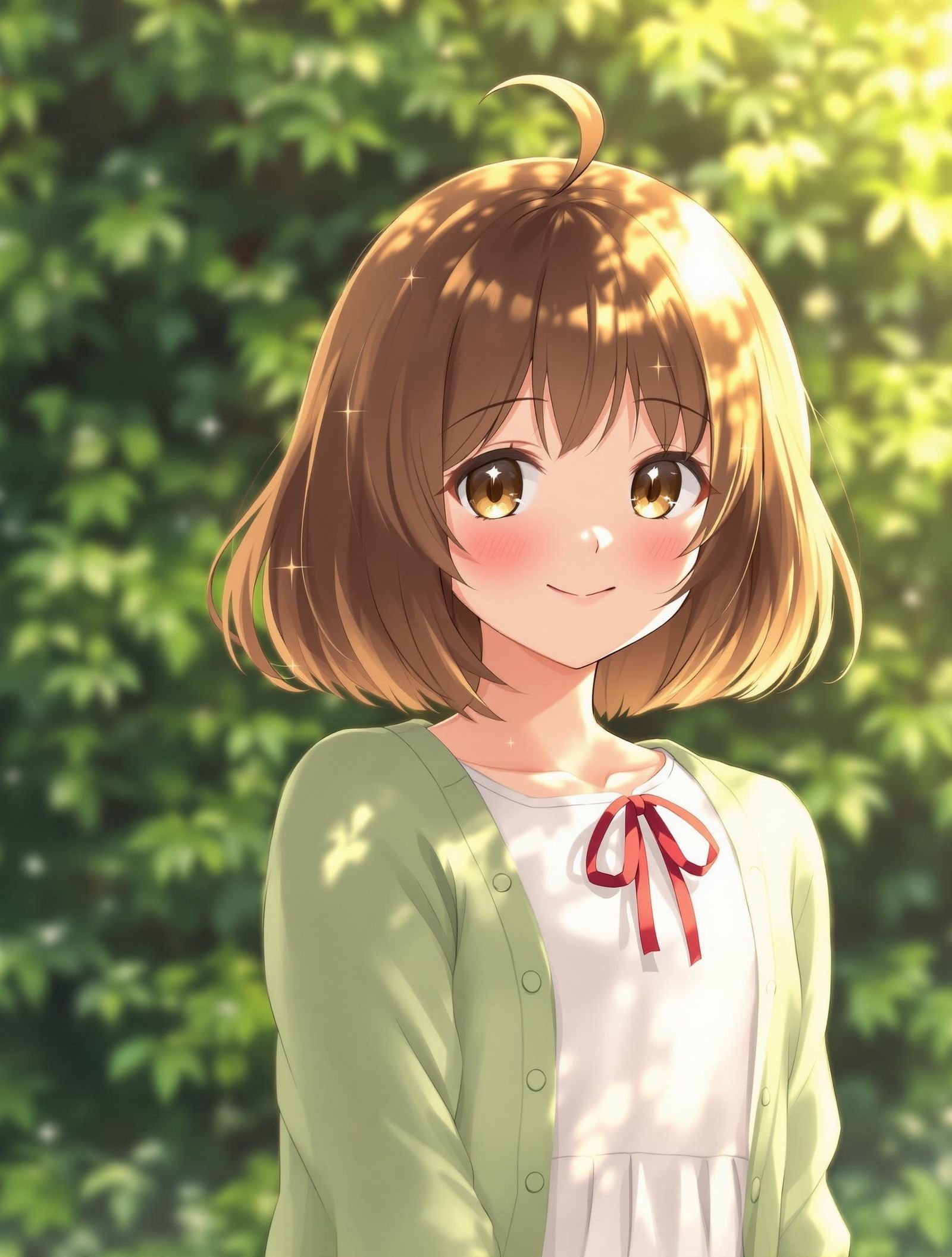 Serene Anime-Inspired Girl in Lush Greenery