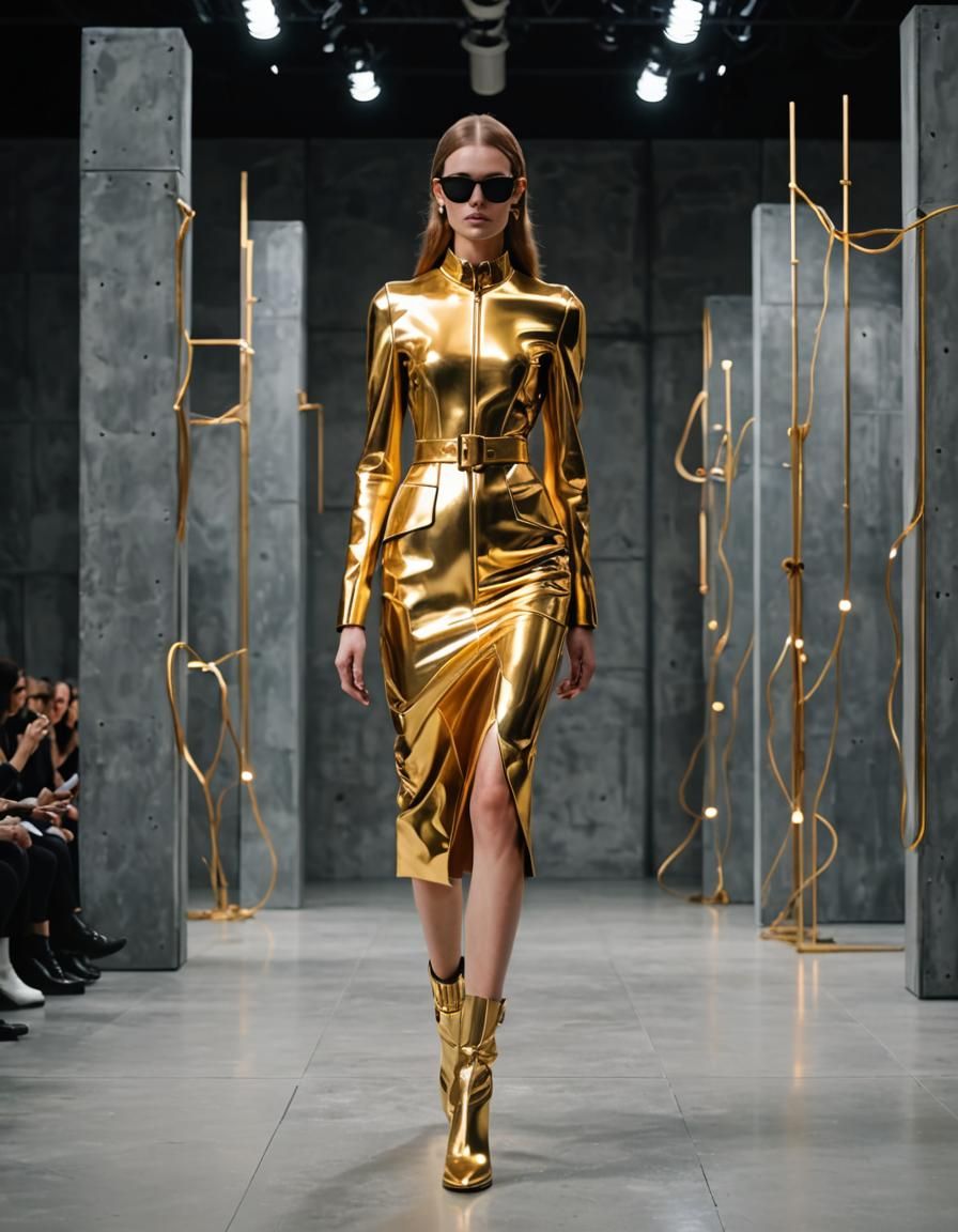 Model in Exoskeleton Boots on Catwalk, MSchiffer Style