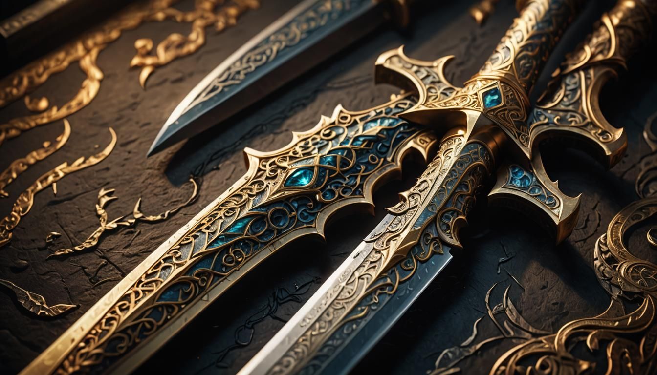 Dagger with Elven Script in Fantasy Concept Art