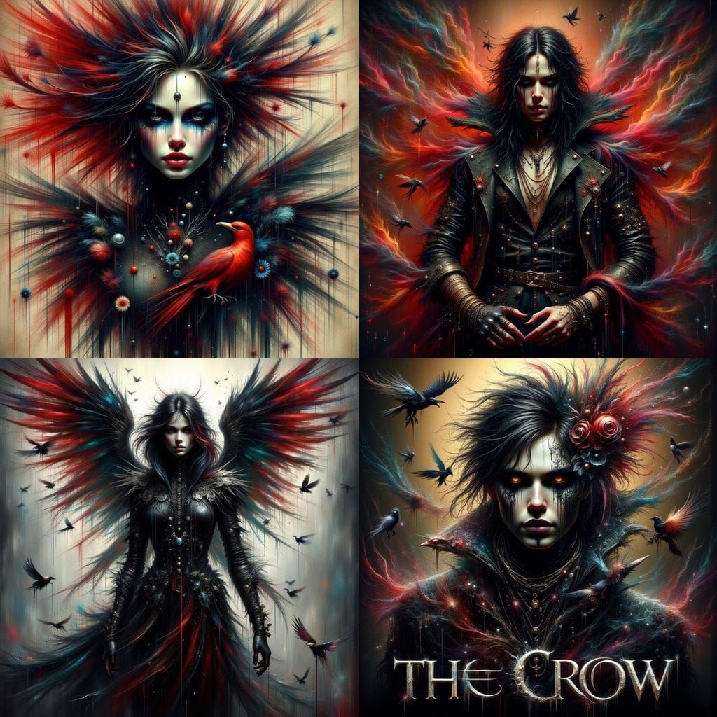 The Crow Movie Poster in Ethereal Cyberpunk Style