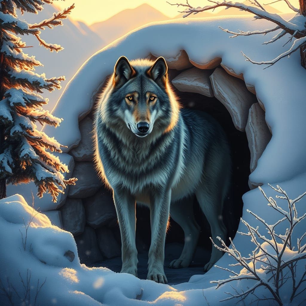 Majestic Mother Wolf in Winter Wonderland