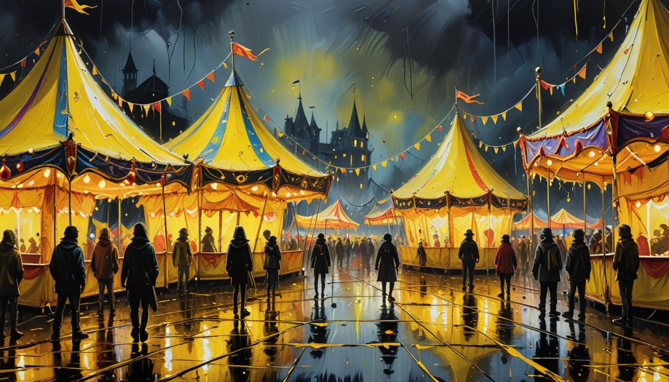 Cursed Carnival: An Oil Painting of Twisted Delights