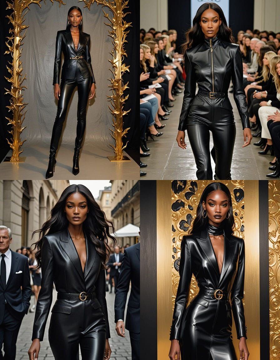 Elegant Ebony Woman in Haute Couture Fashion Show